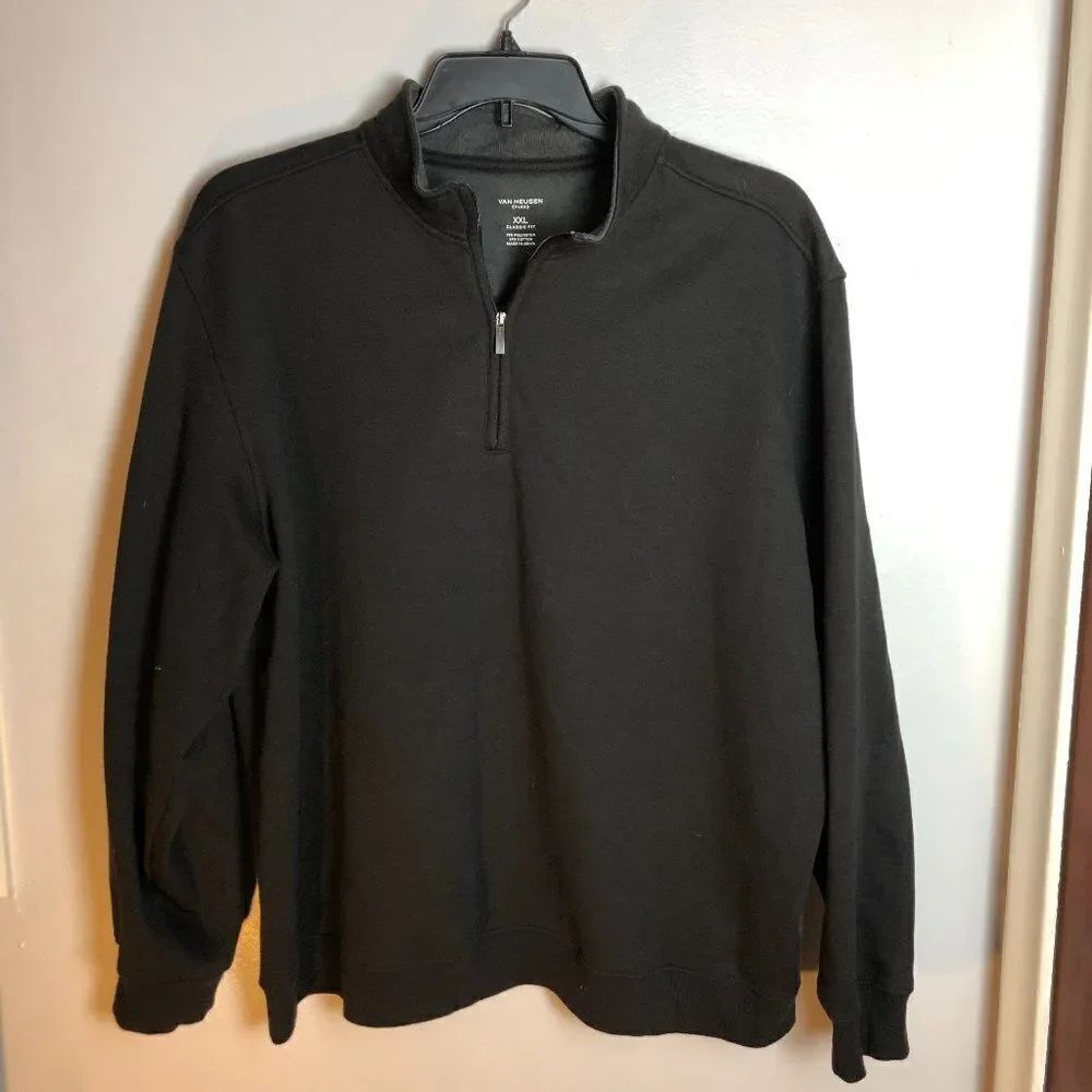 Van Heusen Men’s Pullover Flex Shirt Size XXL Black 1/4 Zip Long Sleeve. B1